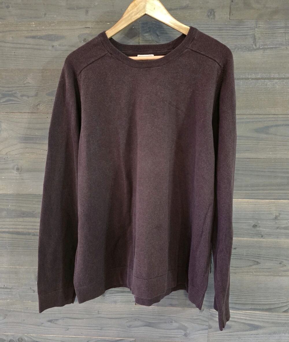 L.L.Bean Men's XL Brown Cotton Cashmere Crewneck Sweater Long Sleeve Pullover